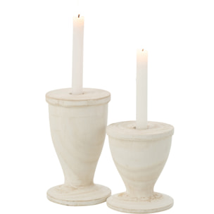 J-Line bougeoir - bois - blanc - large