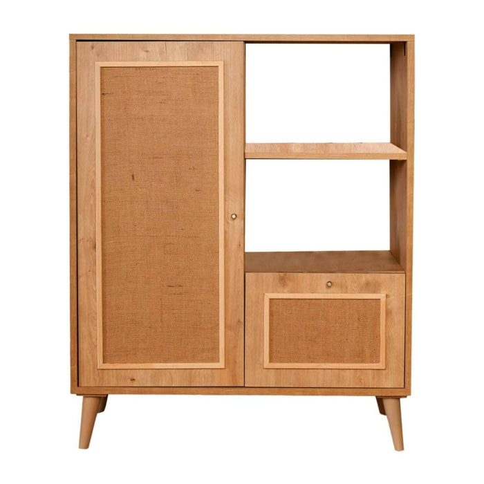 Credenza Dpozz, Buffet da soggiorno, Madia da salotto, Dispensa da cucina, 90x40h110 cm, Quercia