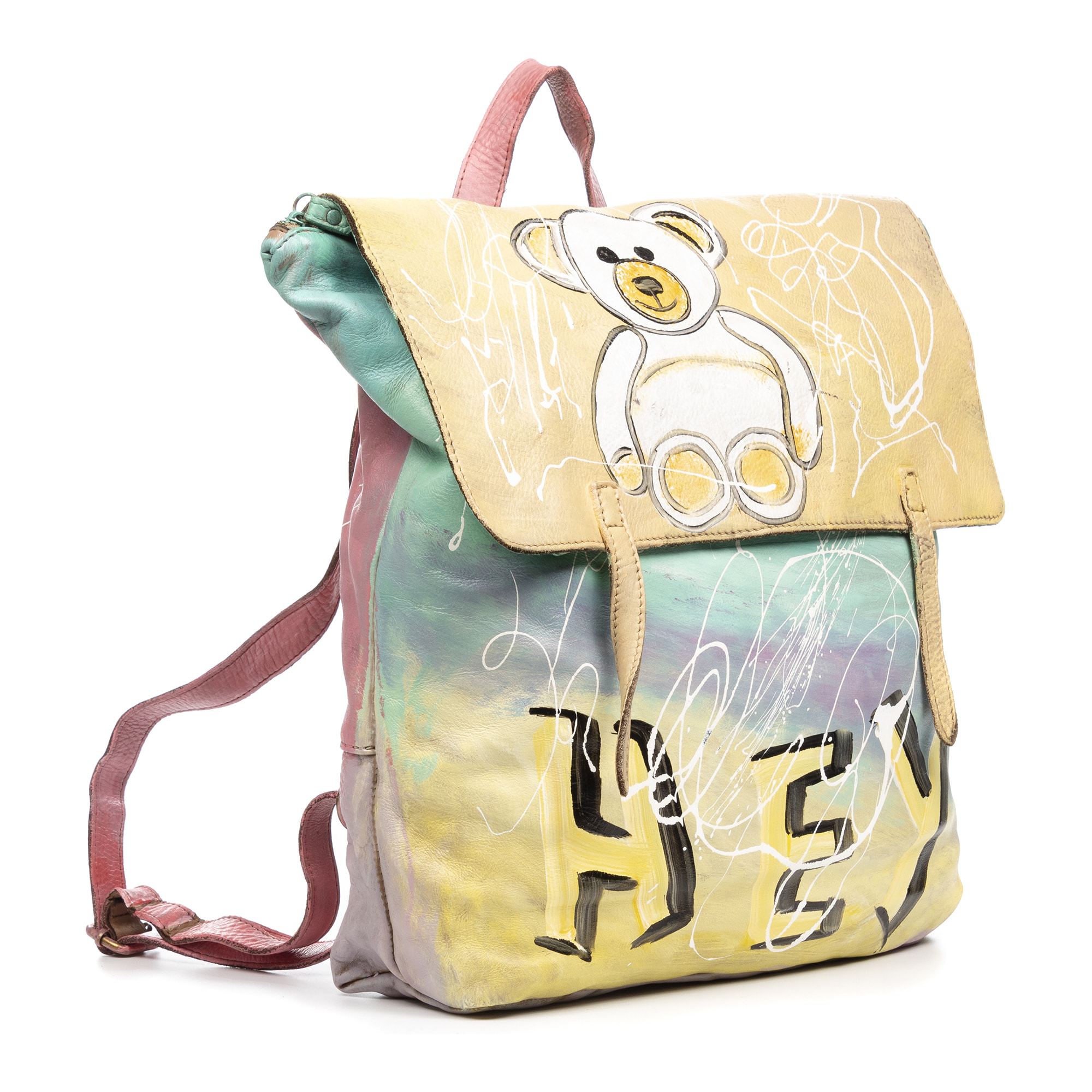 Antillo zaino donna. Pelle autentica finitura Sauvage dipinta a mano