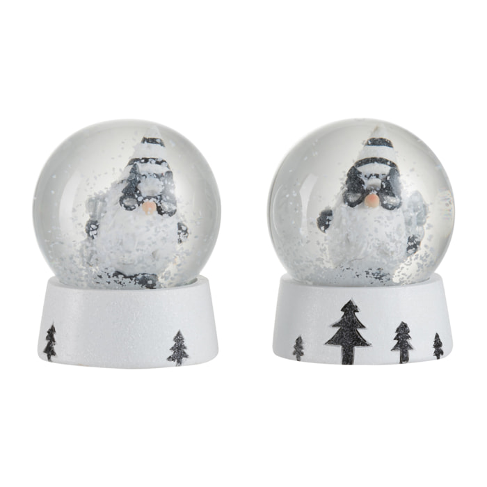 J-Line boule à eau Père Noël - polyrésine - noir/blanc - small - 2 pcs