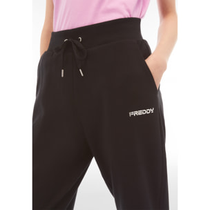 Pantaloni sportivi in cotone interlock fondo dritto e tasche