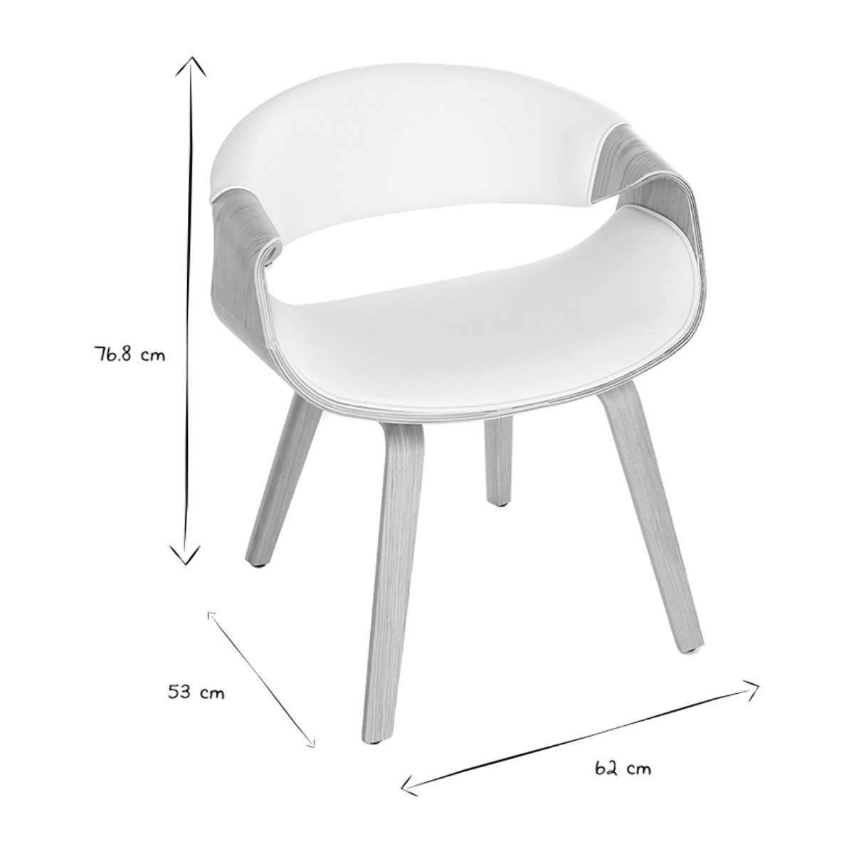 Chaise design blanc et bois clair ARAMIS