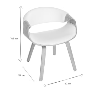 Chaise design blanc et bois clair ARAMIS