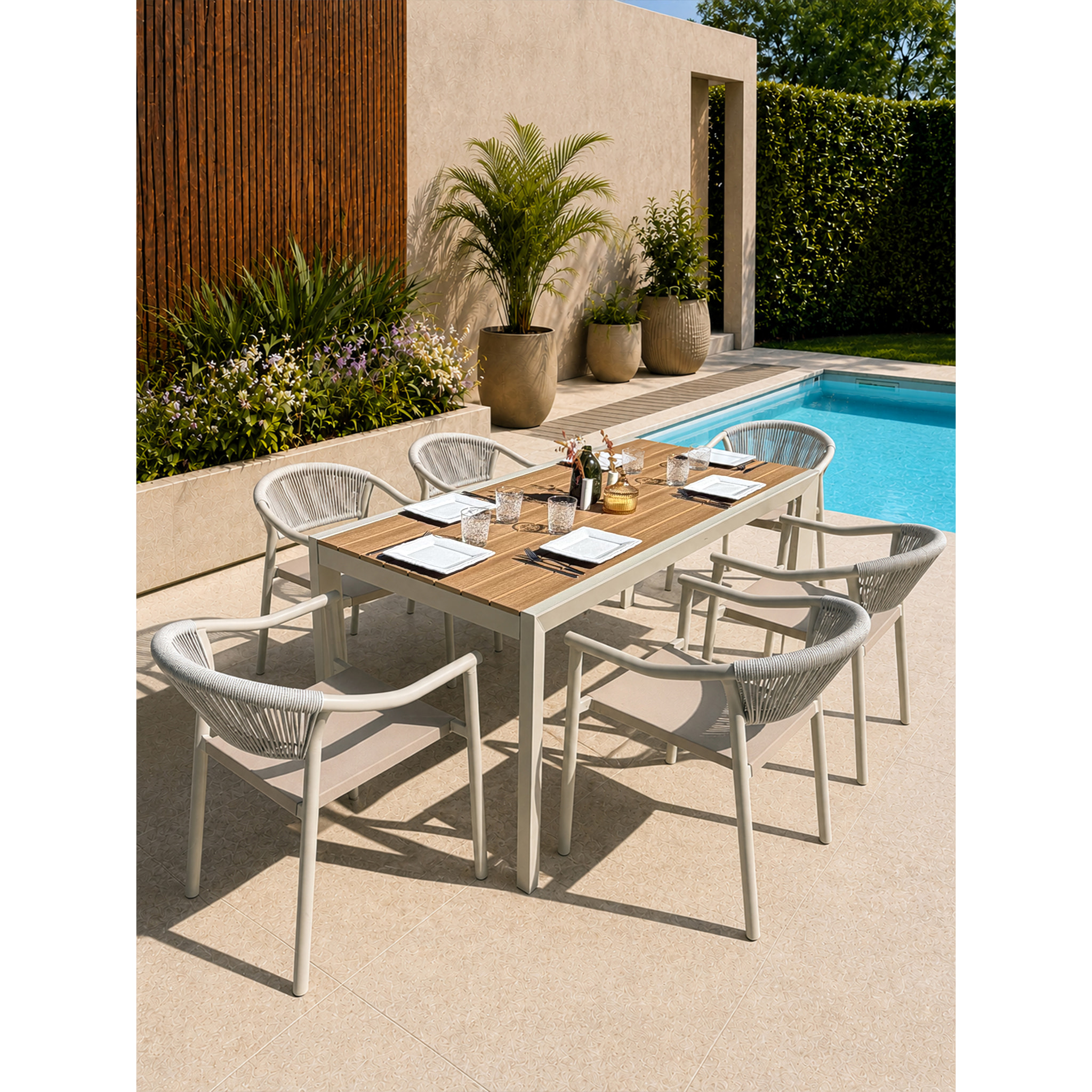 TONGA - Ensemble repas de jardin 6 places en alu