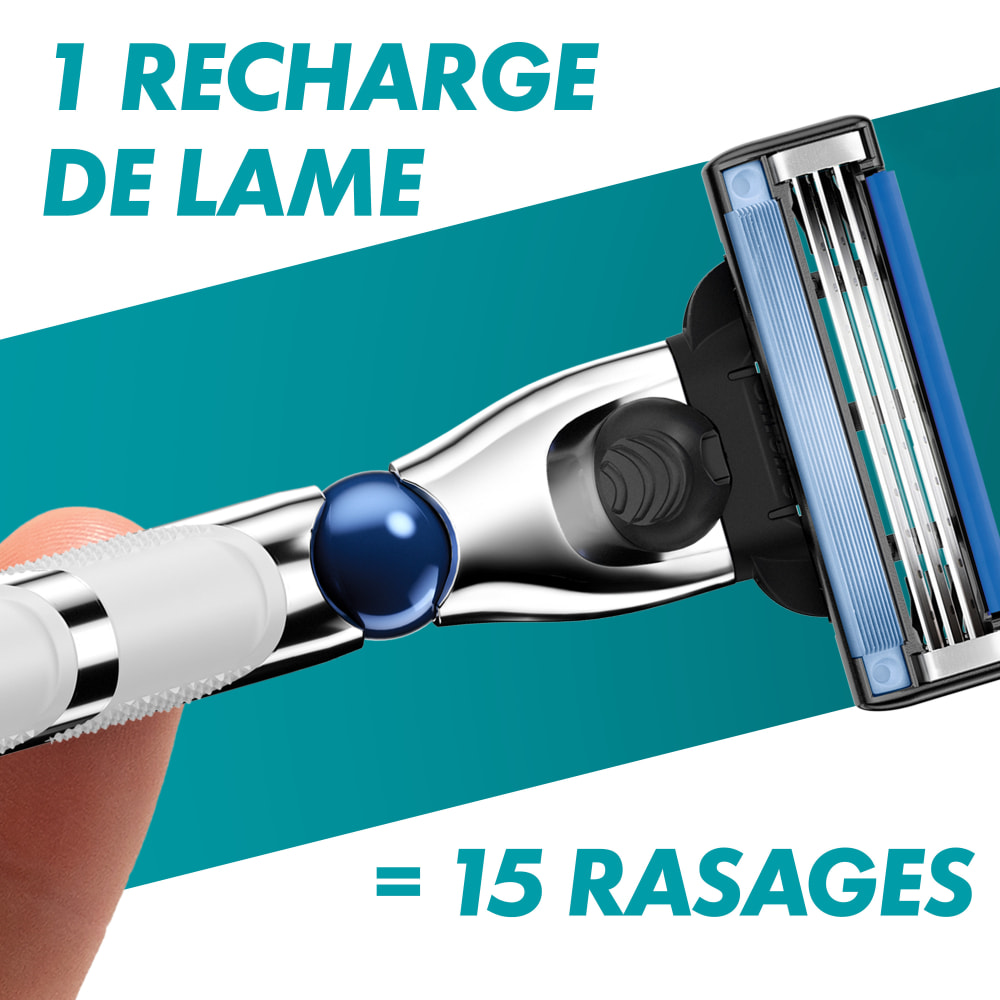 Rasoir Gillette Mach3 Turbo - 2 Recharges De Lames Incluses