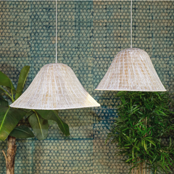 Suspension en feuilles de palmier blanche 55cm MAA