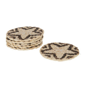 J-Line set de table Étoile ronde - jute - naturel/brun - 6 pièces