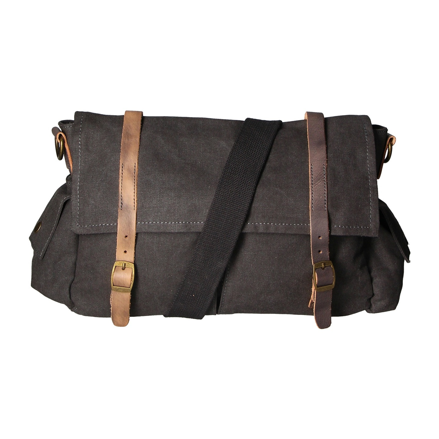 Borsa a spalla unisex - Modello Mina - Canvas e vera pelle - 24.0 x 34.0 x 10.0 cm