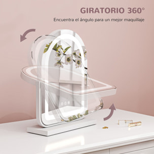 Espejo Maquillaje con Luz LED Espejo Tocador Giratorio con 3 Modos de Iluminación Ajustables Interruptor Táctil Rotación Regulable de 360° y Función de Memoria Blanco