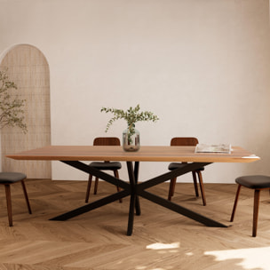 Table rectangulaire 8 personnes en bois de suar et métal 220 cm - Sudirman