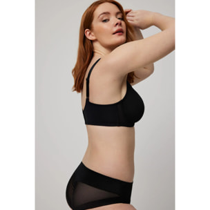 Reggiseno riducente nero con schienale anatomico e rinforzato, coppe C, D ed E