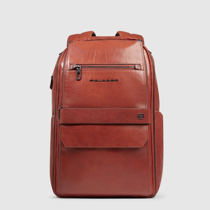 Piquadro Zaino da viaggio in pelle porta pc e iPad® con protezioni antiurto e RFID