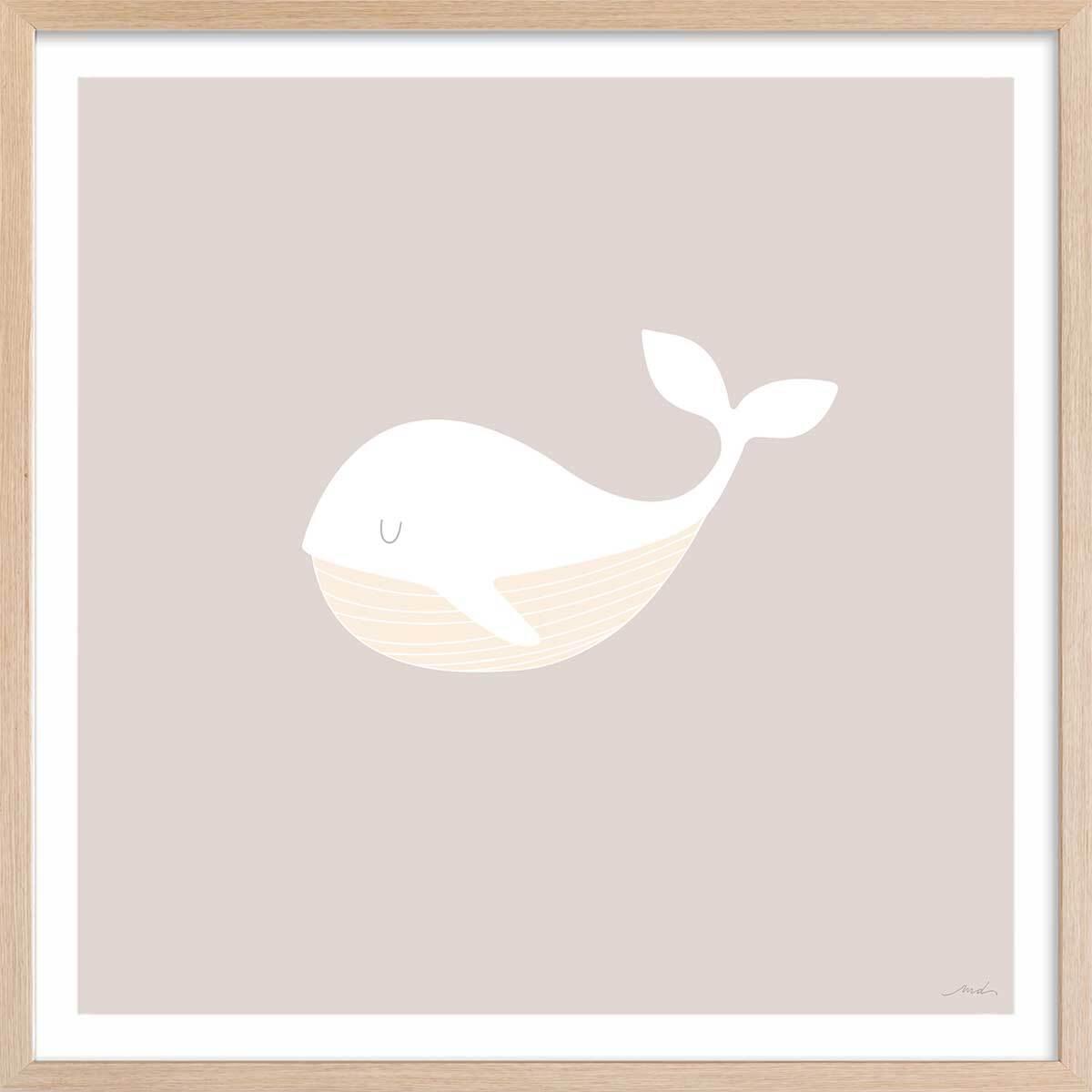 Affiche enfant baleine oh Affiche + cadre en bois - Chêne