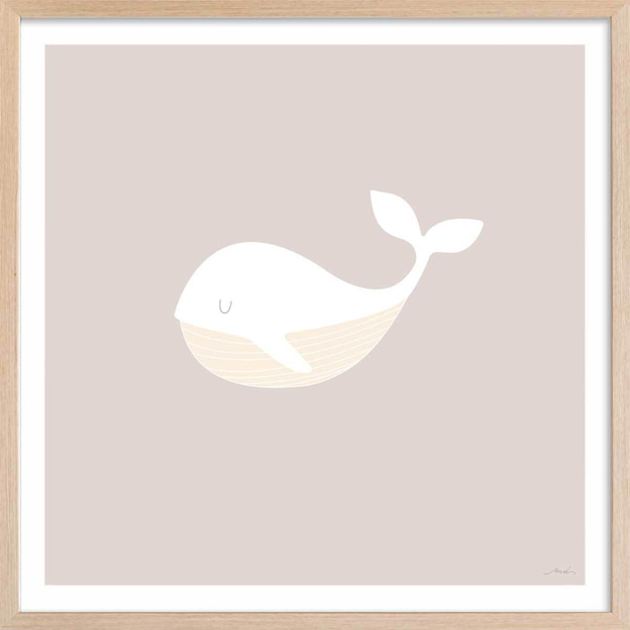 Affiche enfant baleine oh Affiche + cadre en bois - Chêne