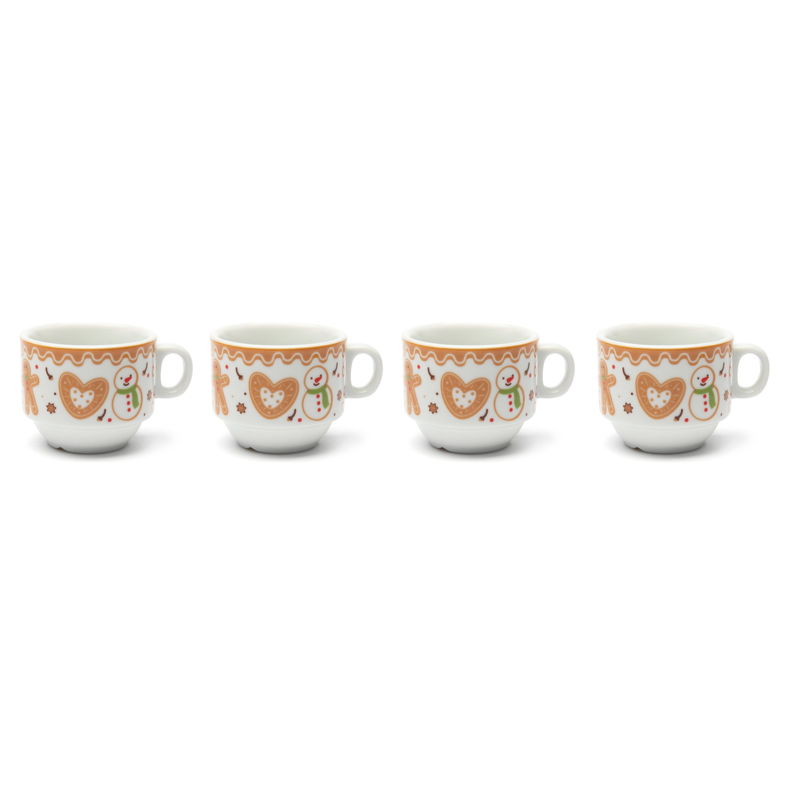 Confezione 4 tazze da caffè con supporto Excelsa – Wonderful Ginger, Porcellana Multicolore
