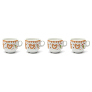 Confezione 4 tazze da caffè con supporto Excelsa – Wonderful Ginger, Porcellana Multicolore