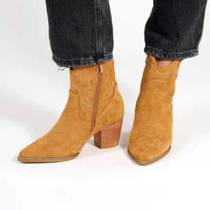 Stivaletti texani in simil pelle scamosciata con ricamo