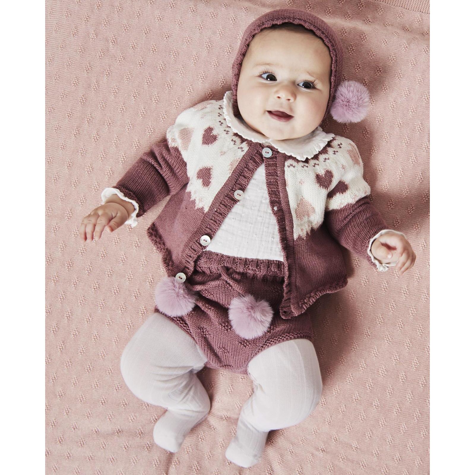 Ranita con pompón de pelo ecológico malva