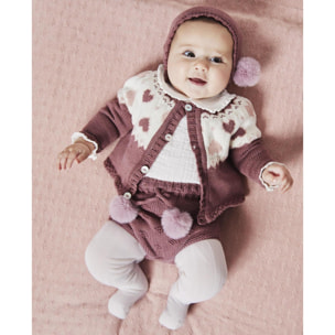 Ranita con pompón de pelo ecológico malva