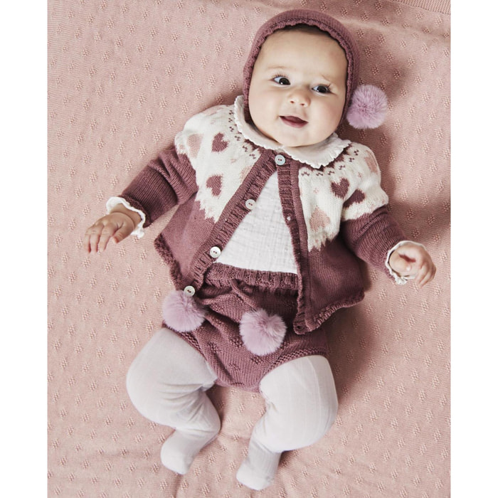 Ranita con pompón de pelo ecológico malva