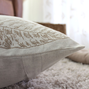 Coussin carré motif nature épuré - Ecru
