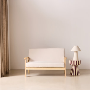 Canapé banquette 2 places bois d'hévéa tissu ISAK