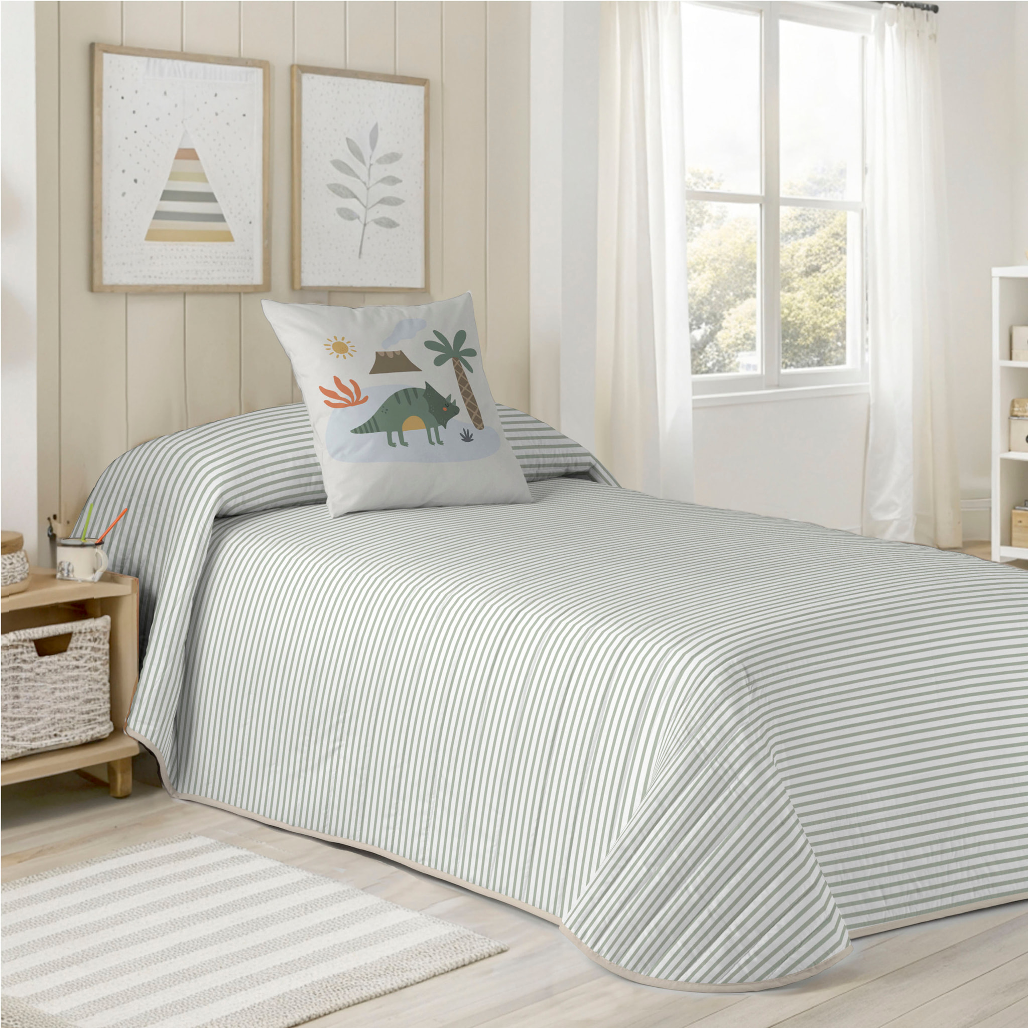 Cool Kids - Colcha Bouti Estampada - Reversible - 100% Algodón - 70 gr/m² - Dinoland