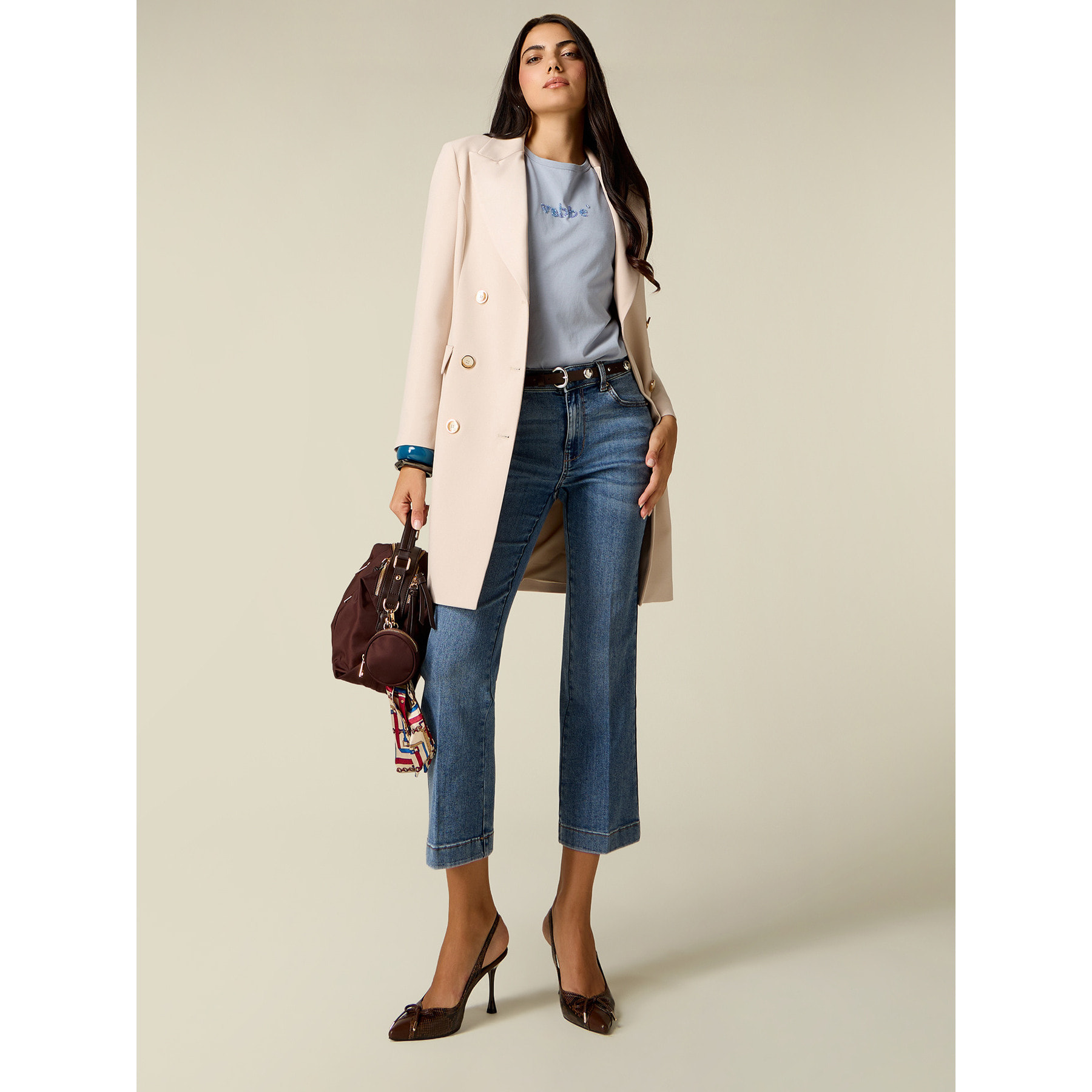 Oltre - Jeans flare stone washed - Blu