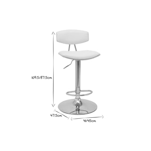 Tabouret de bar design réglable blanc et bois clair VASCO