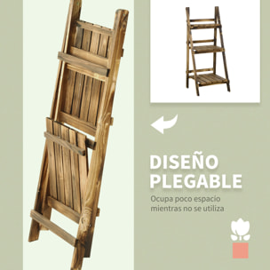 Soporte para Plantas de 3 Niveles Estantería para Plantas Plegable Soporte para Macetas de Madera para Interior y Exterior 40x37x93 cm Natural