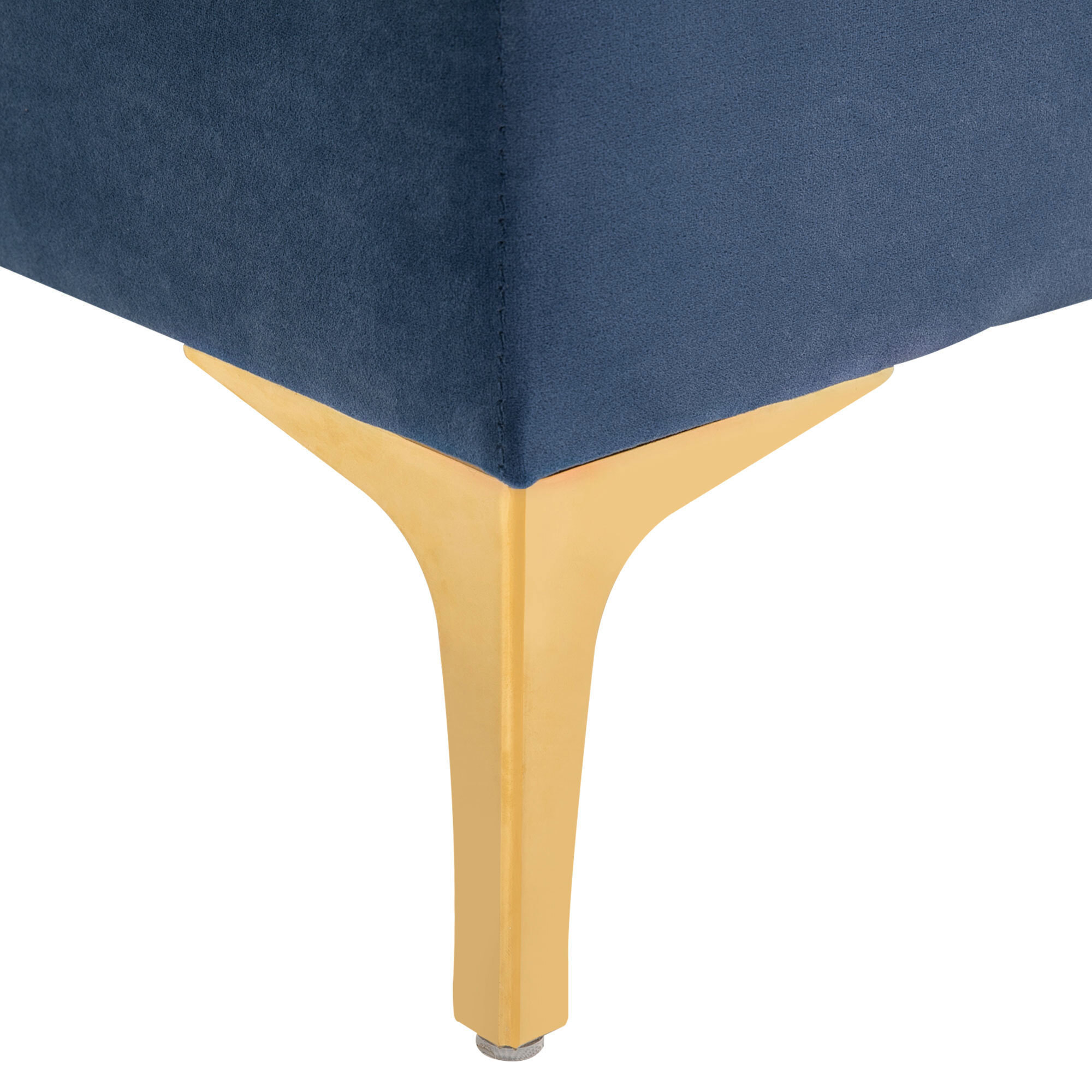 Banc banquette capitonnée style classique chic dim. 118L x 45l x 42H cm piètement métal doré velours bleu roi