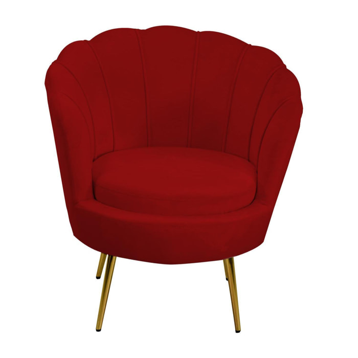 Poltrona Tulipan Vacchetti in velluto rosso fragola cm73x72h77