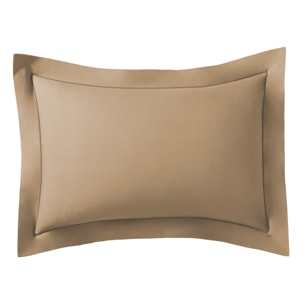 Taie d'oreiller unie en percale de coton, Made in France, ROYAL LINE , Beige Dune