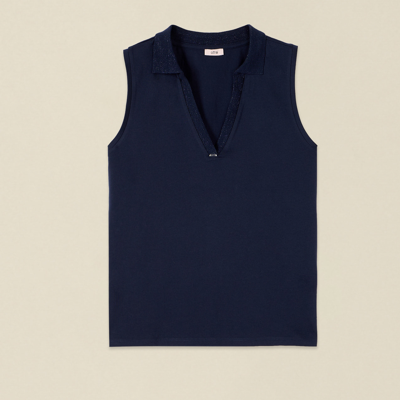 Oltre - Top in jersey con dettaglio gioiello - Blu