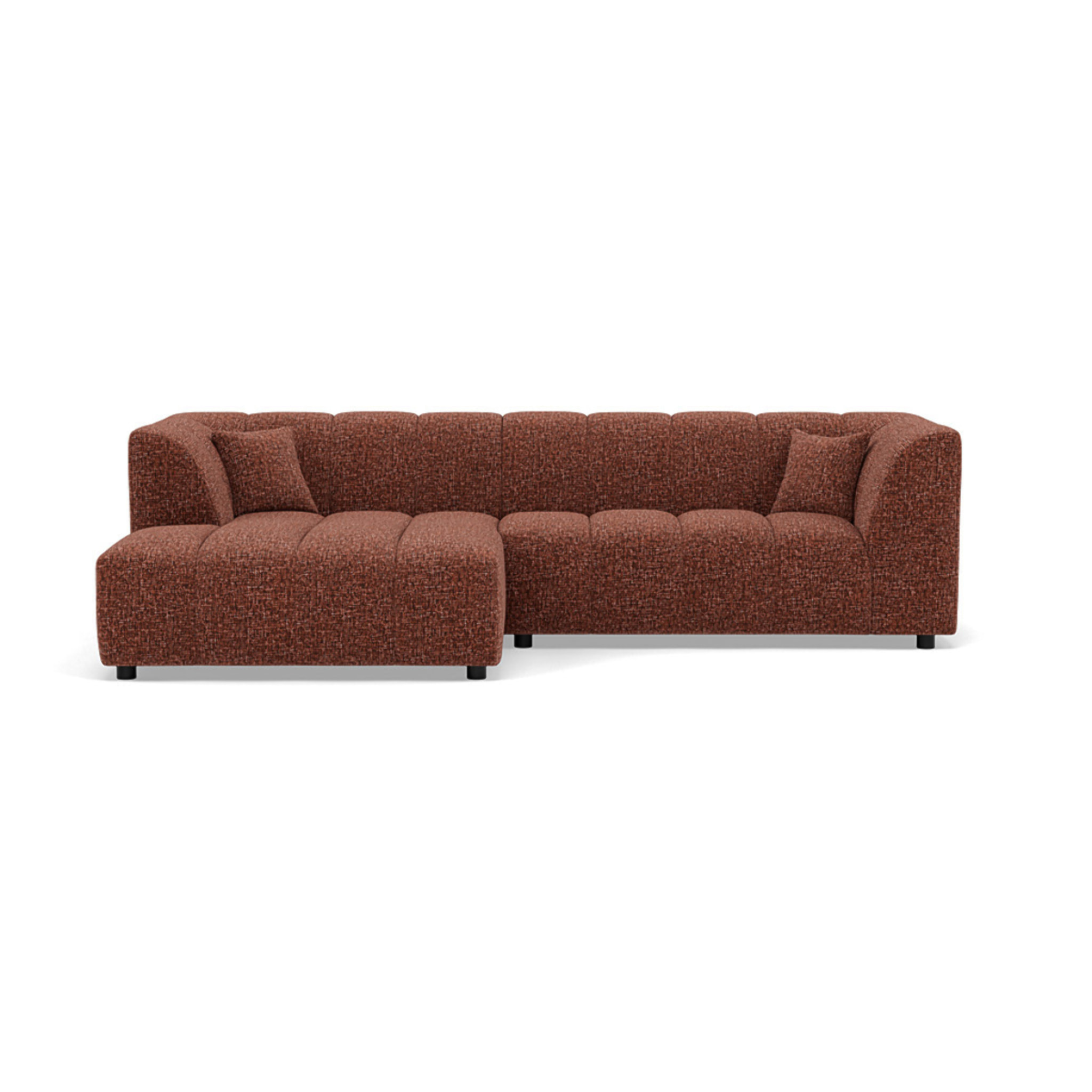Curtis - canapé d'angle gauche 4 places avec accoudoir en tissu texturé - Terracotta