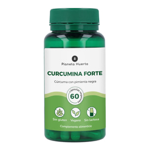 PLANETA HUERTO Curcumina Forte con Pimienta Negra 60 Cápsulas – Alta Biodisponibilidad, Antiinflamatorio Natural
