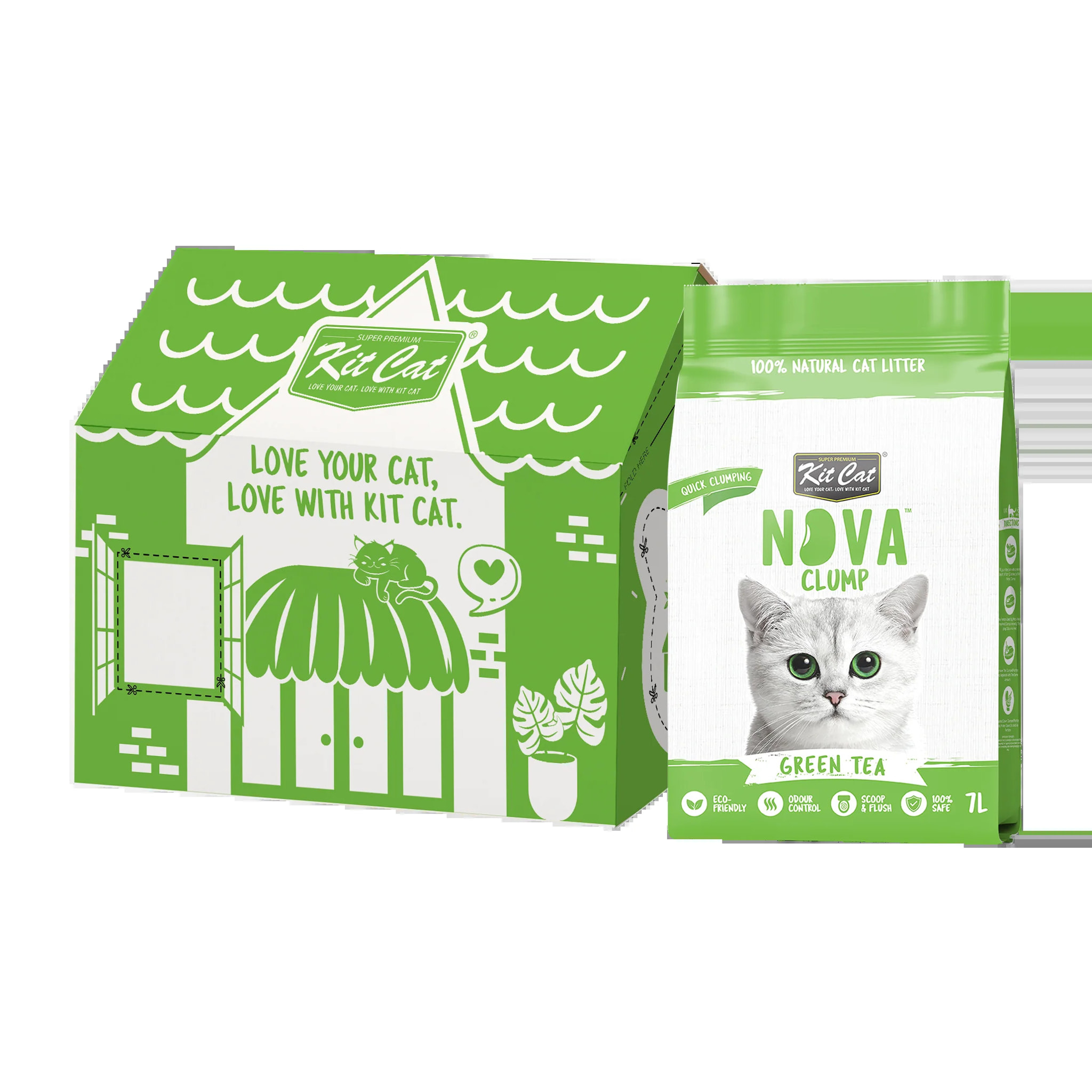 Kit Cat Arena Eco Nova - Green Tea 7 L Arena para gatos
