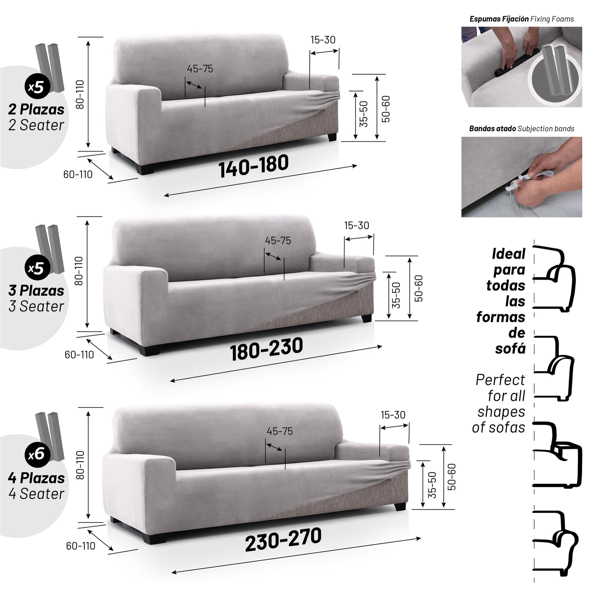 Funda de sofá TERCIOPELO ANTI MANCHAS Multi elástica modelo VERONICA