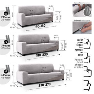 Funda de sofá TERCIOPELO ANTI MANCHAS Multi elástica modelo VERONICA