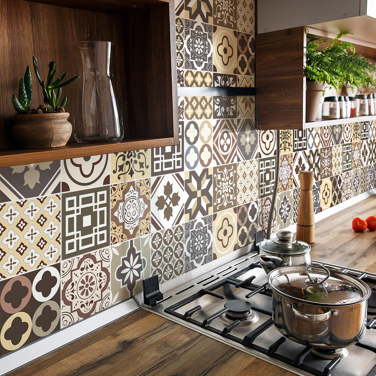 Stickers muraux - Sticker Mural Carrelage adhésif Cuisine Salle de Bain - 24 STICKERS CARRELAGES MANONINA