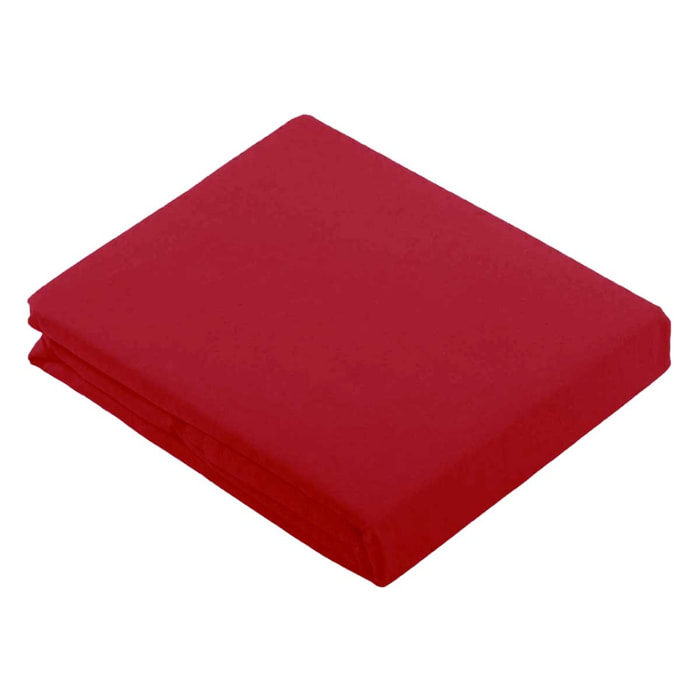 Drap Plat Uni en 100 % Coton - Rouge