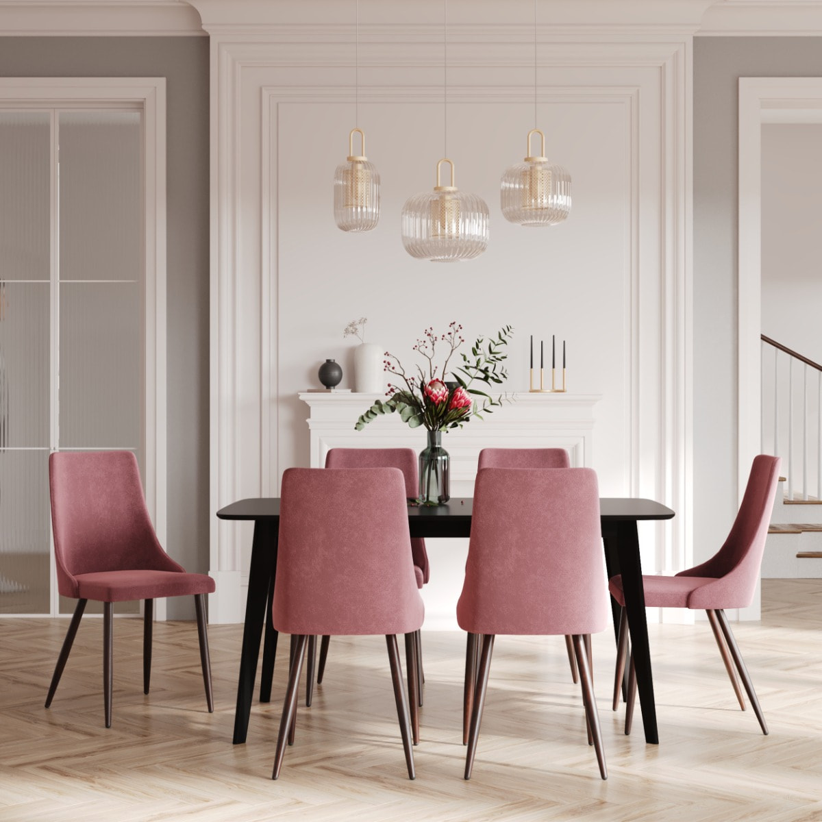 Lot de 2 chaises en velours rose - Vinni