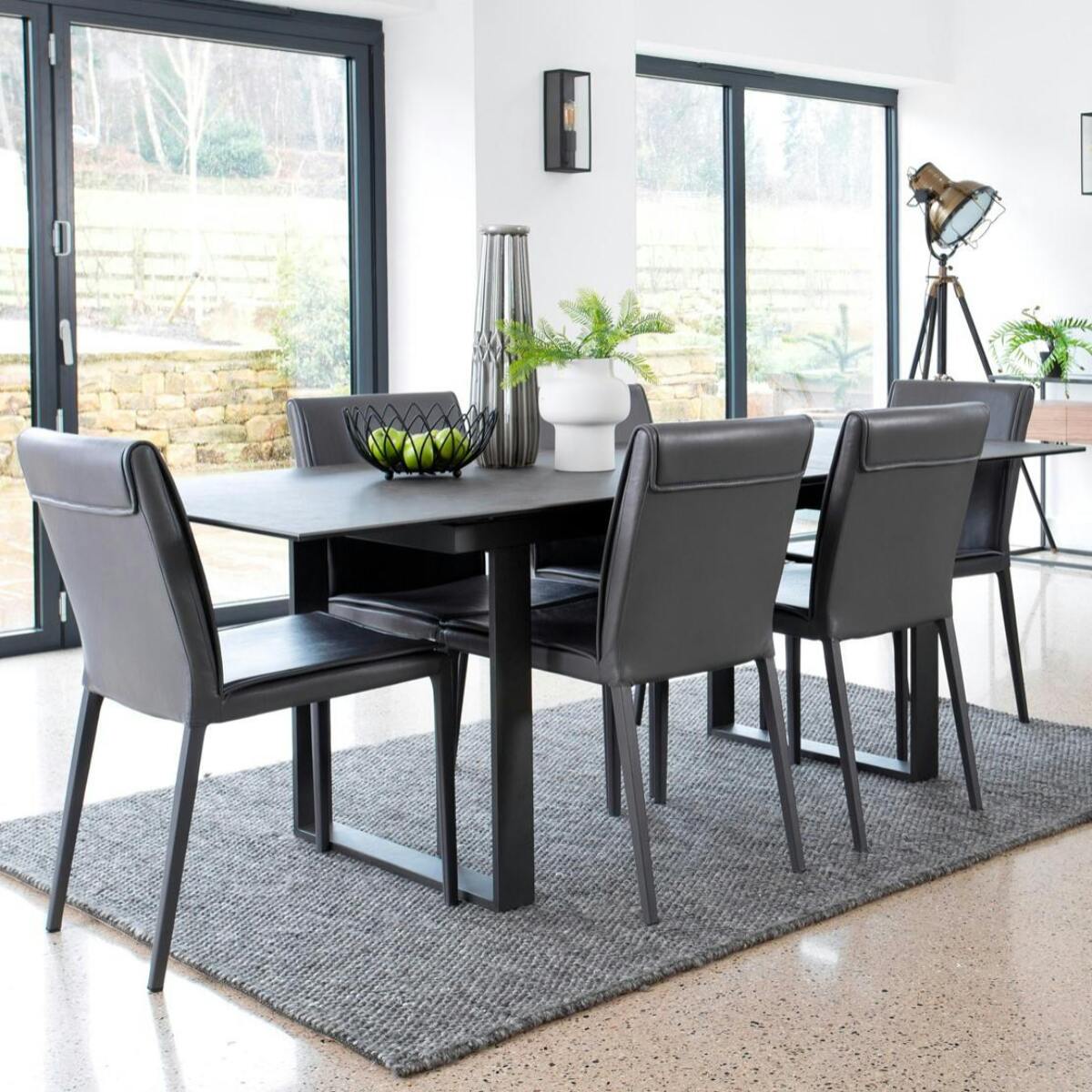 Table extensible 176/216 cm en céramique grise TORONTO