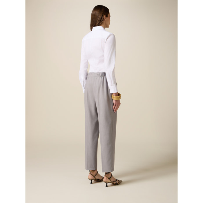 Oltre - Pantaloni carrot in tessuto mélange - Grigio