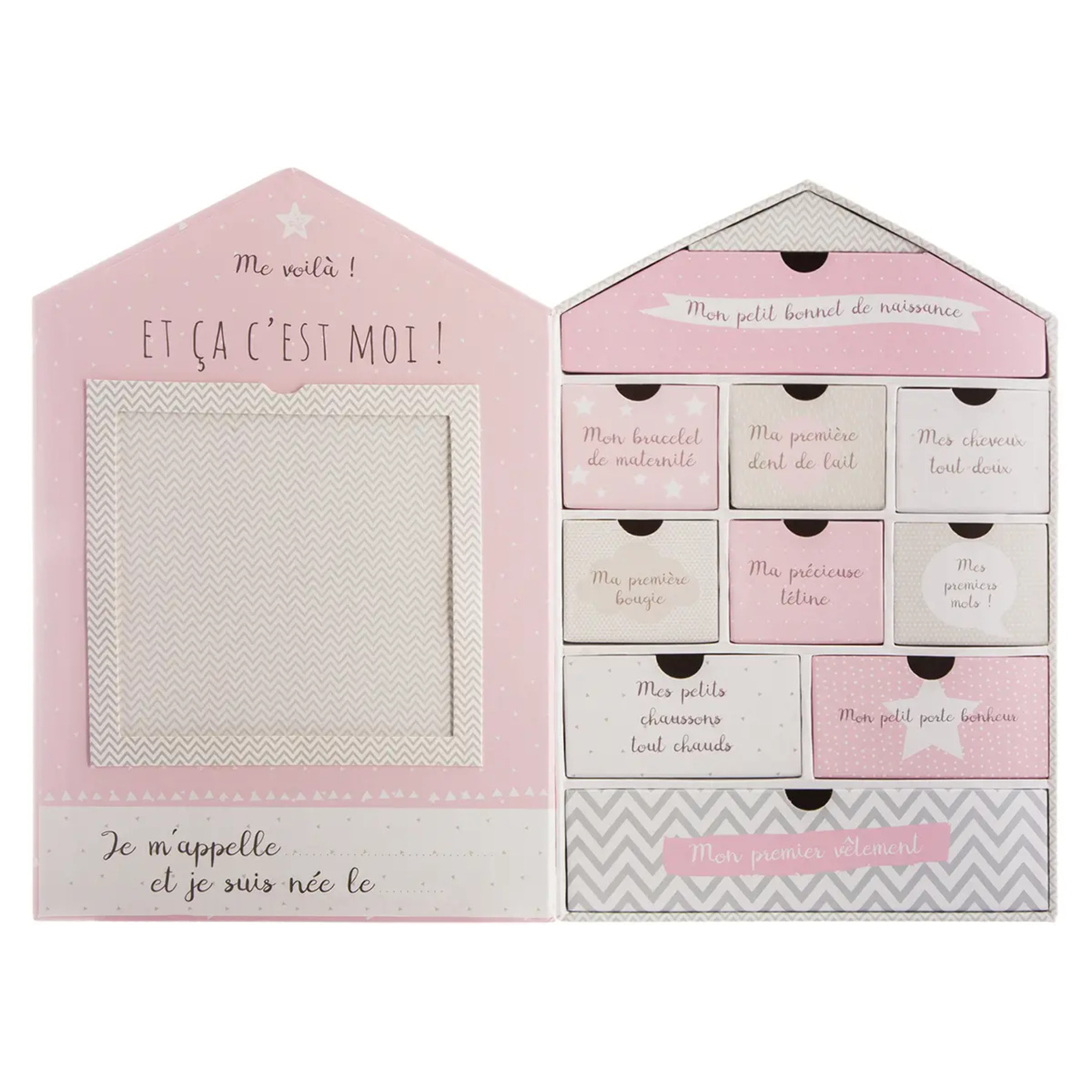 Coffret de naissance souvenirs maison 10 tiroirs PPR