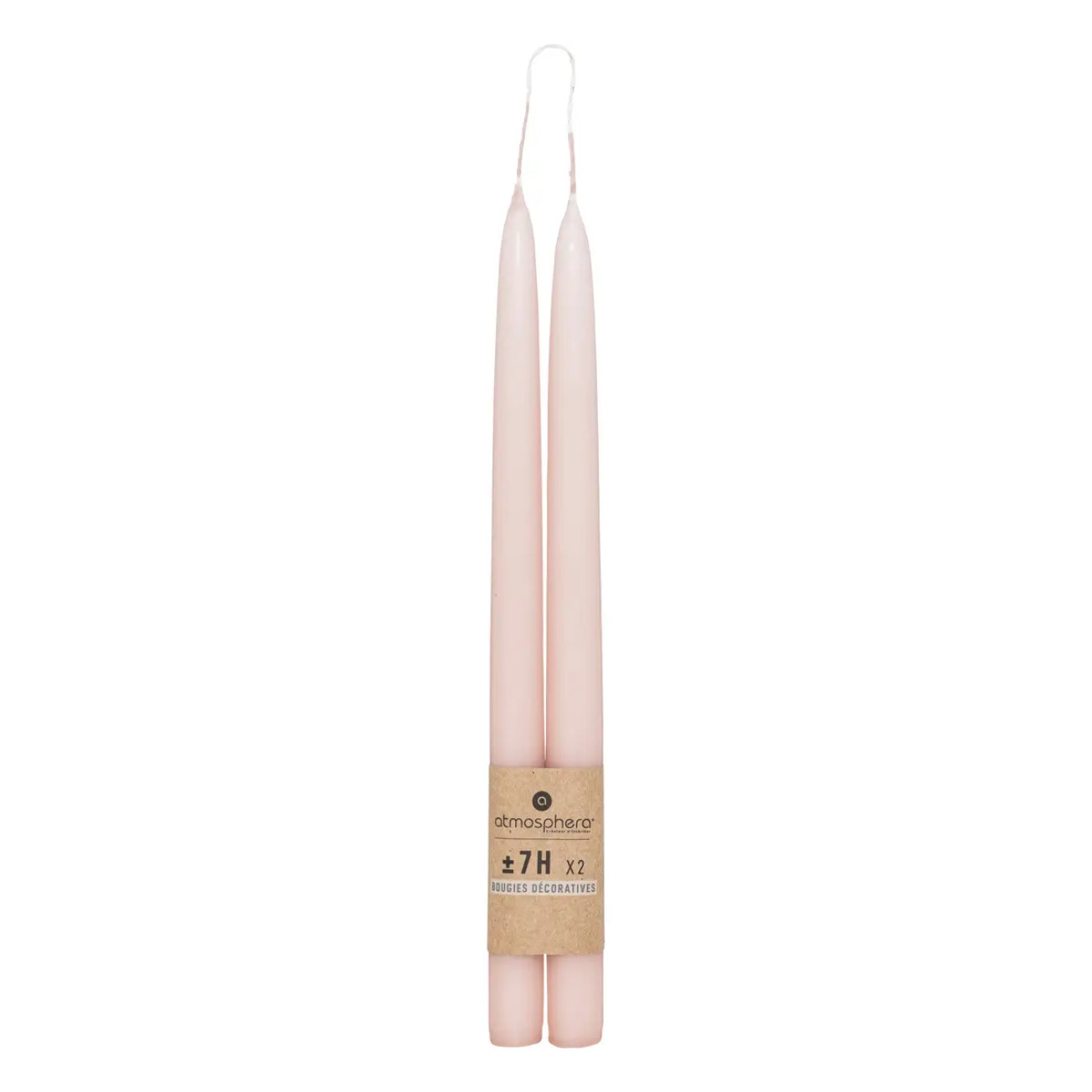 Lot de 2 bougies bâtons "Hugo" en coton H30cm rose