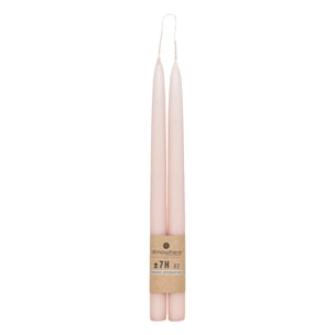 Lot de 2 bougies bâtons "Hugo" en coton H30cm rose