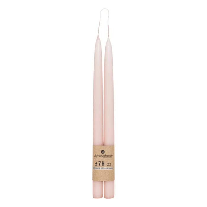 Lot de 2 bougies bâtons "Hugo" en coton H30cm rose