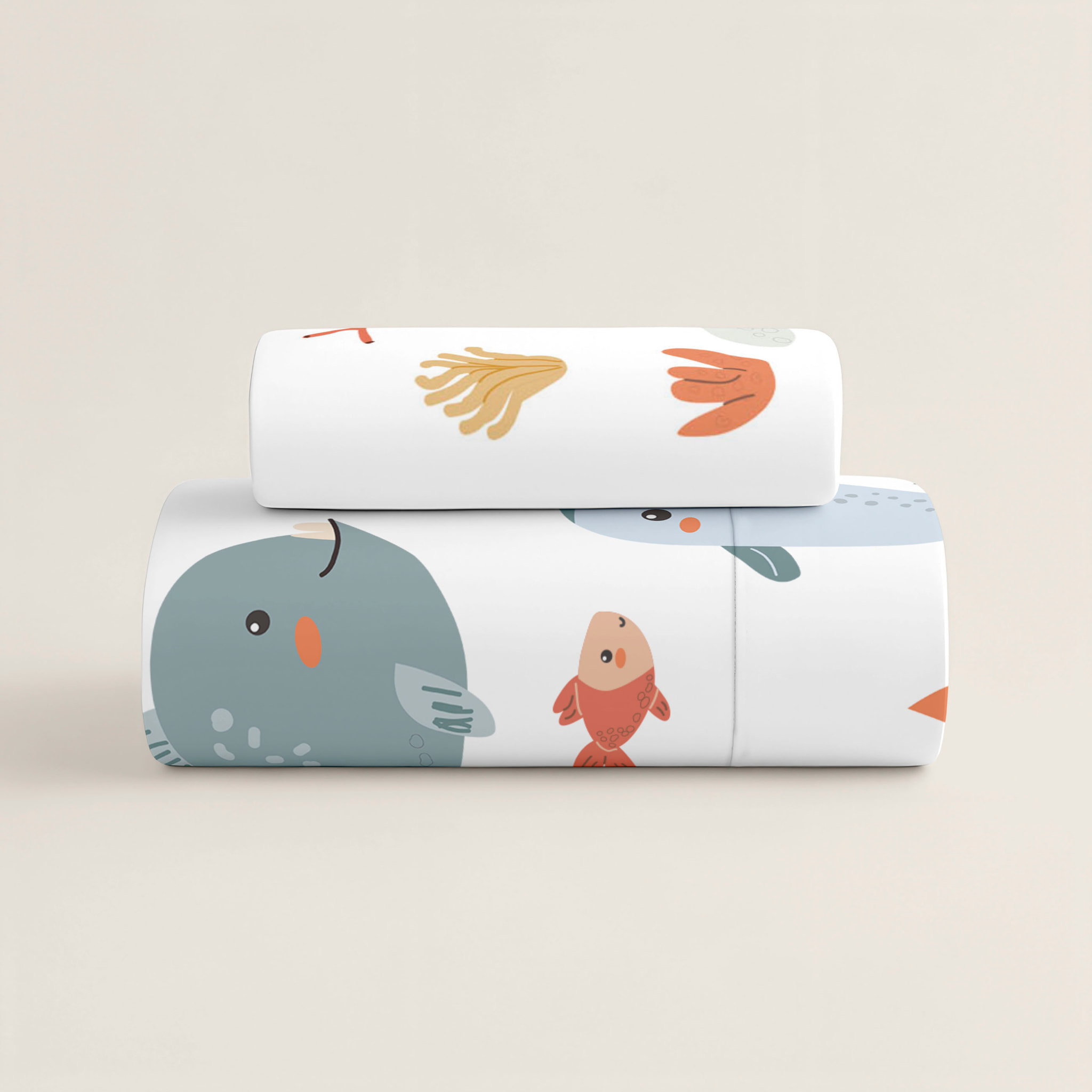 Cool Kids - Funda Nórdica Estampada - Reversible - Infantil - Cierre Solapa - 100% Algodón - Incluye 1 Funda de Almohada - Cuna/Maxicuna - Ocean Life