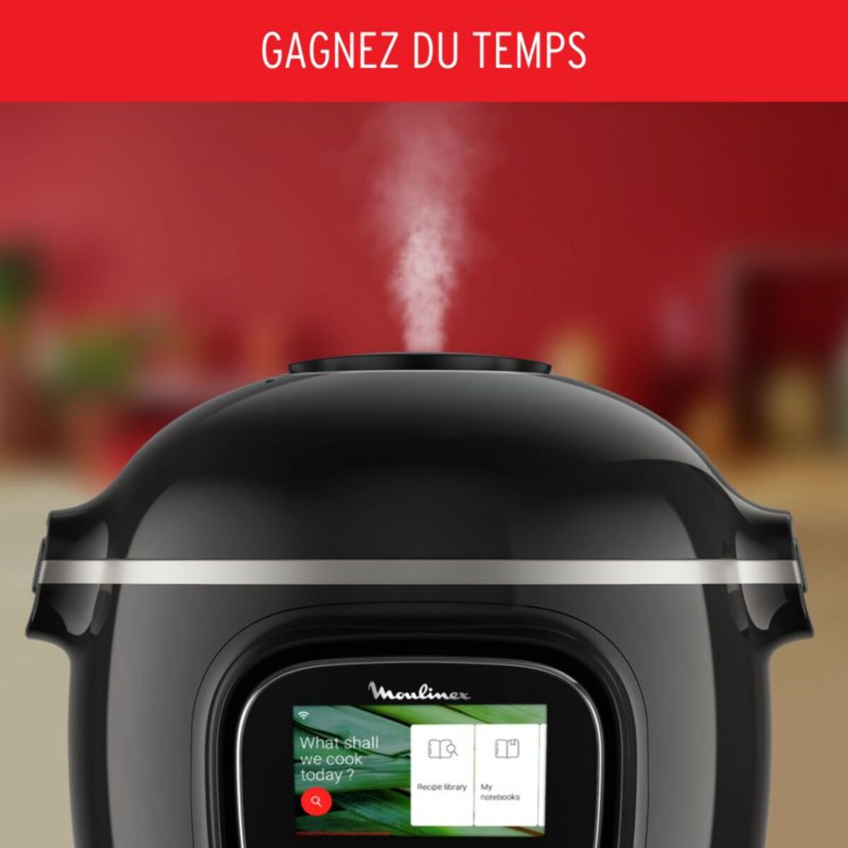 Cookeo MOULINEX YY5479FB noir Touch Wifi 6 L, 3 modes de cuisson + Extra Crisp